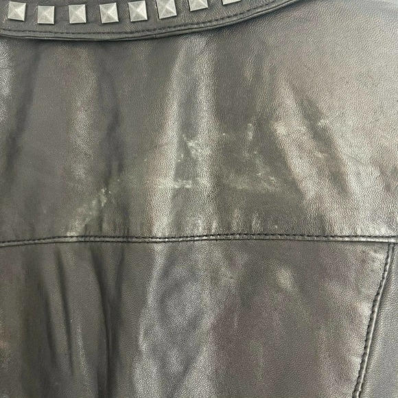 Trouve Leather Jacket Black Studded Moto Zip Biker - Picture 3 of 9